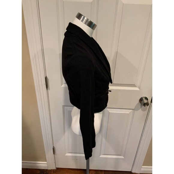 BCBG Max Azria  Black Cropped Jacket W/ Zipper Detail, Size XS - Picture 3 of 7